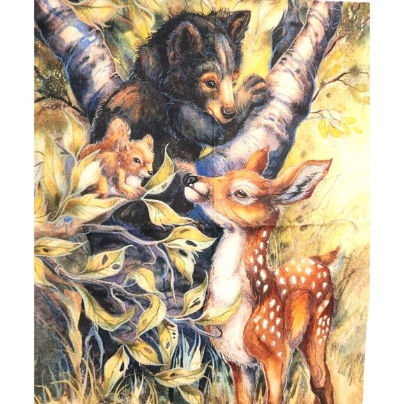 North American Wildlife Fabric Panel By Robert Kaufman Deer Bears 20x23 Inches C - Picture 6 of 10